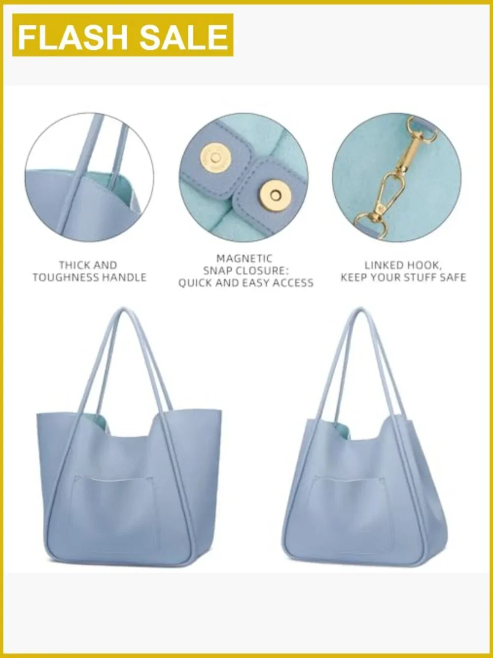 Tote Bag for Women Vegan Leather Large Capacity Shoulder Purse